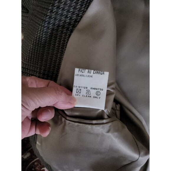 Chaps Ralph Lauren Sports Coat Blazer Beige Glen Plaid Men's Size 43T Canada EUC - Picture 7 of 11